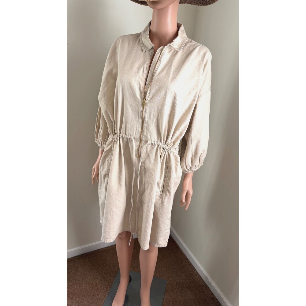J.Crew Cinched zip-up dress in drapey cotton preppy oversized money sz Large